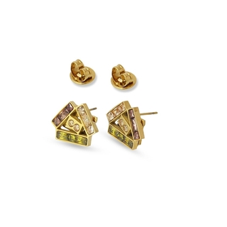 Women's Earrings  Multicolored Zirconia S.Steel 316L-IP Gold Plated CPE290D Anartxy